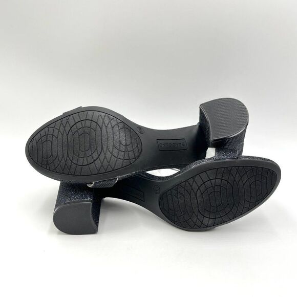 Bandolino Size 10 Blue Black Sparkle Fabric Block Heel Dress Sandals Shoes - Picture 9 of 13